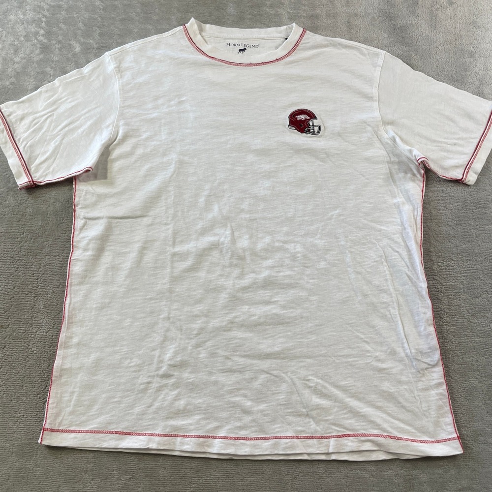 Arkansas Razorbacks Horn Legend T Shirt Men Large White Slub Cotton NCAA College